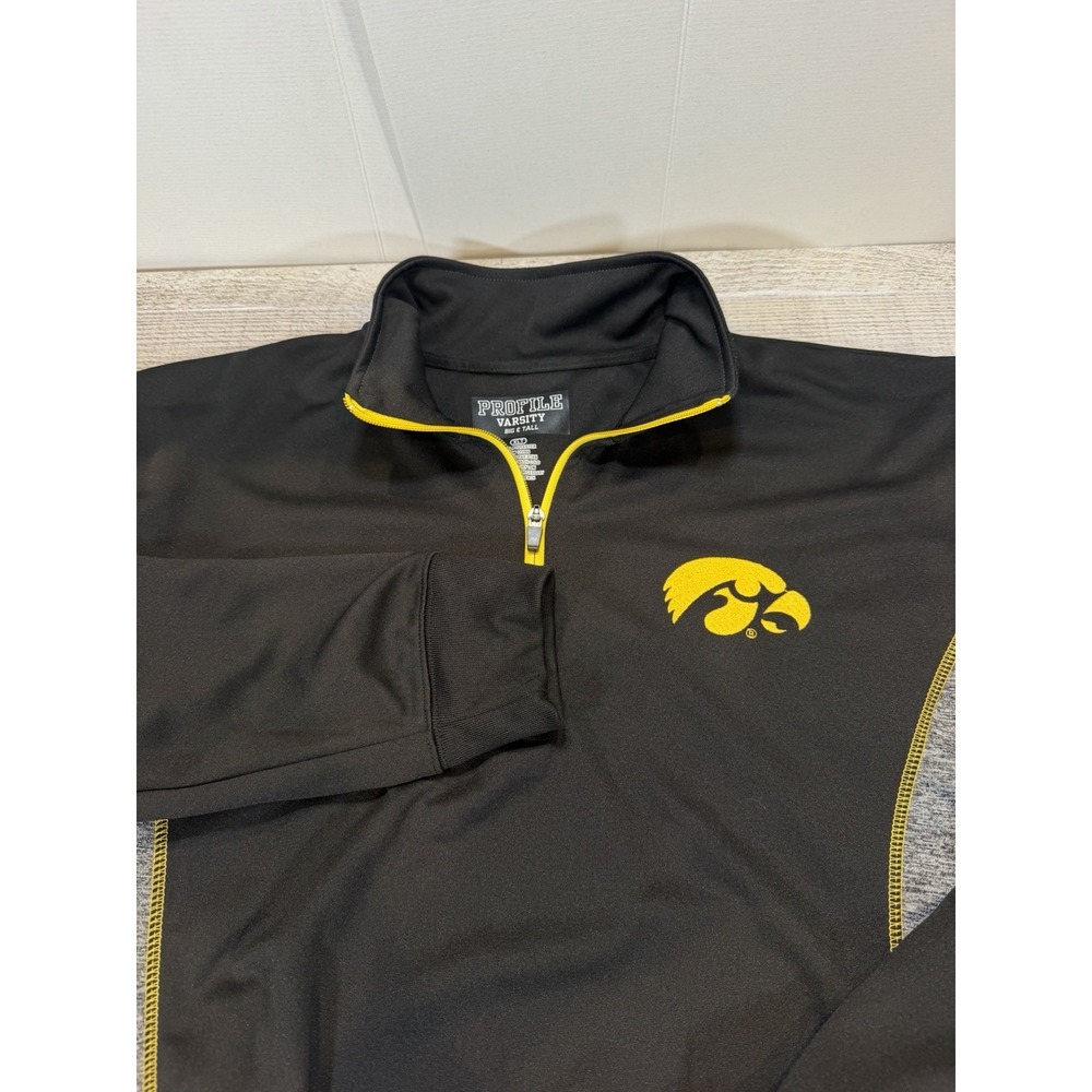 Profile Varsity Iowa Hawkeyes 1/4 Zip Pullover Mens XLT Black Performance Jacket